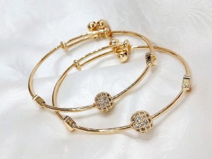 Pair of Adjustable Golden Bracelet Kara for Women