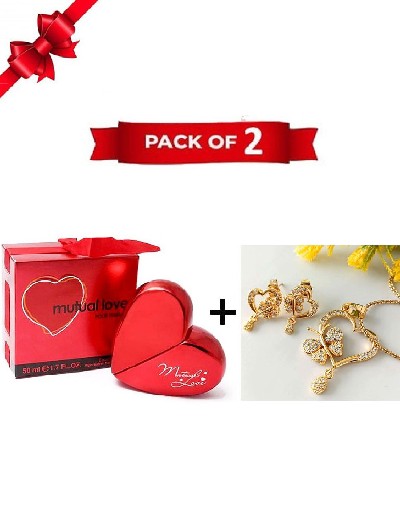 Combo of Heart Shape Necklace Set & Mutual Love Perfume for Her