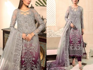 Luxury Handwork & Embroidered Ombre Style Organza Party Wear Dress Price in Pakistan