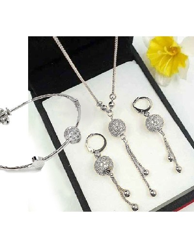 Adorable Ball Shaped Zircon Jewelry Set with Bracelet & Earrings Price in Pakistan