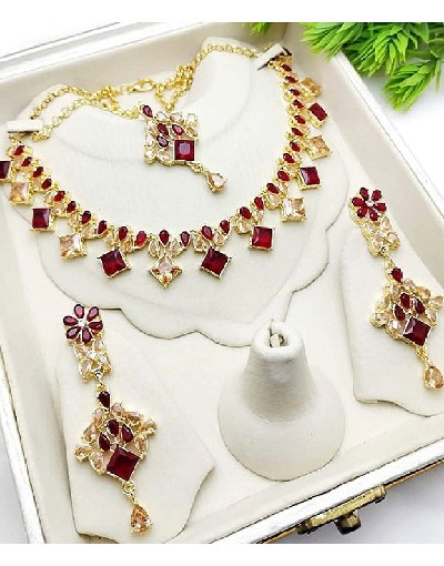 Adorable Gold Plated Zircon Bridal Jewelry Set Price in Pakistan