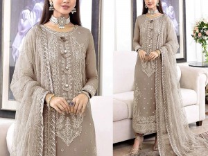 Heavy Embroidered Chiffon Party Dress with Embroidered Net Dupatta