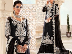 3D & Handwork Heavy Embroidered Chiffon Wedding Dress 2024 Price in Pakistan