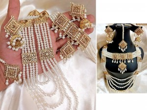 Pearl Long Mala & Choker Set with Earrings & Tikka Price in Pakistan