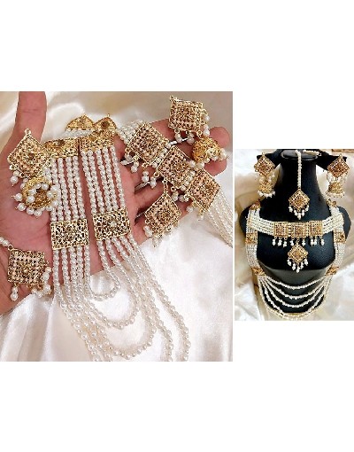 Pearl Long Mala & Choker Set with Earrings & Tikka Price in Pakistan