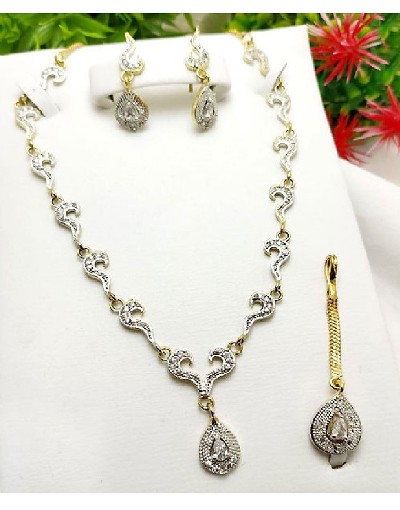 Indian Zircon Jewelry Set with Earrings & Teeka Price in Pakistan