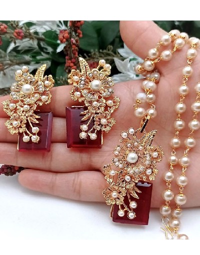 Turkish Gold Polish Jewelry Set with Earrings Price in Pakistan