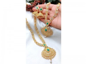 Indian Rajwadi Jewellery Set with Mala, Necklace & Jhumkis Price in Pakistan