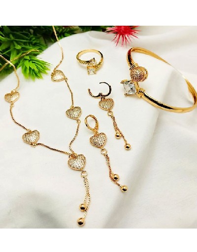 Indian Gold Plated Fashion Jewelry Set with Bracelet Kara, Earrings & Rings Price in Pakistan