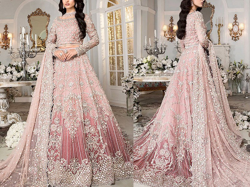 Luxury Handwork & Heavy Embroidered Net Bridal Maxi Dress 2024