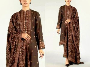 Heavy Embroidered Dhanak Dress with Emb. Dhanak Shawl