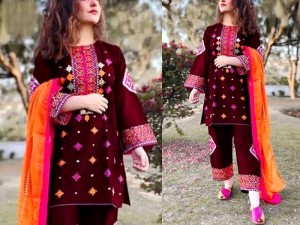 Readymade 2-Piece Embroidered Linen Dress 2024 Price in Pakistan