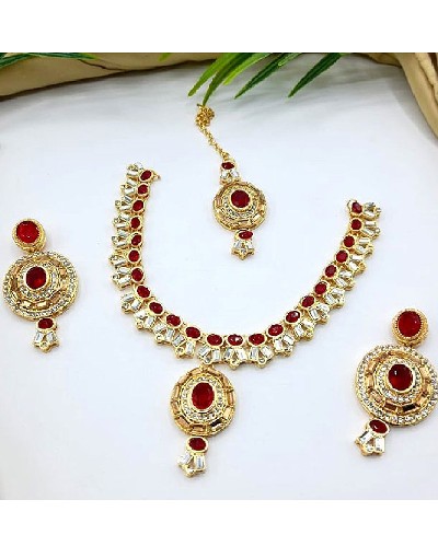 Elegant Golden Jewelry Set with Earrings & Tikka Price in Pakistan