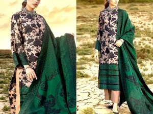 Digital Print Linen Dress with Linen Dupatta