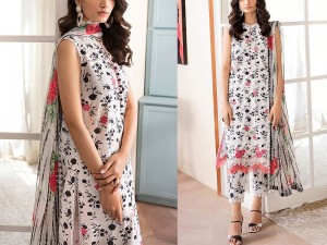 Digital Print Embroidered Swiss Lawn Suit 2024
