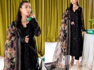 Luxury Handwork  &  Embroidered Organza Black Wedding Dress 2023 (Same As Original) Price in Pakistan