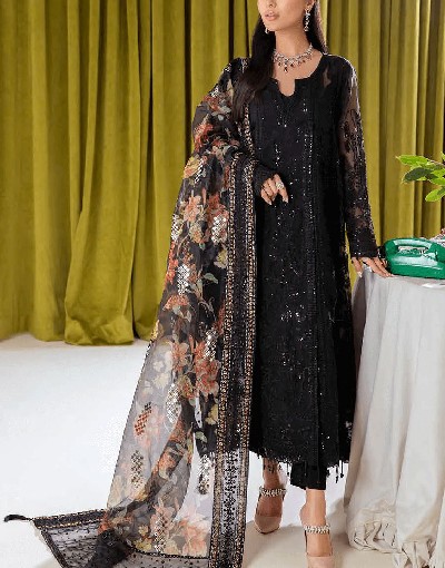 Luxury Handwork  &  Embroidered Organza Black Wedding Dress 2024 (Same As Original) Price in Pakistan