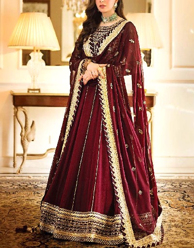 Heavy Embroidered Chiffon Party Wear Maxi Dress 2023 Price in Pakistan