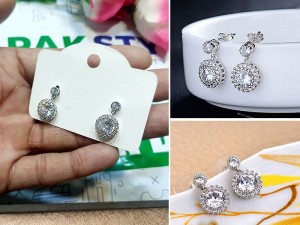 Classic 925 Sterling Silver Gemstone Diamonds Earrings Price in Pakistan