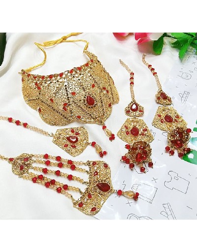 Bridal Collar Choker Jewellery Set with Earrings, Jhumar and Maang Teeka Price in Pakistan