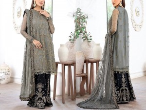 Luxury Heavy Embroidered Net Wedding Dress with Emb. Silk Trouser Price in Pakistan