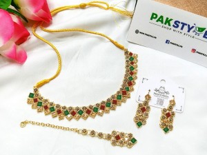 Multicolor Stone Necklace Jewelry Set with Earrings & Tikka Price in Pakistan