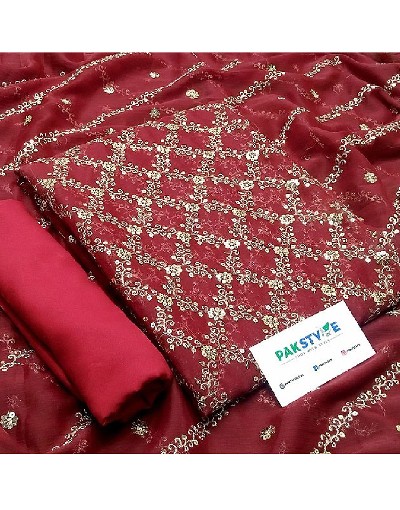 Heavy Embroidered Chiffon Party Wear Dress 2023 with Embroidered Chiffon Dupatta Price in Pakistan
