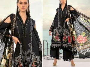 Embroidered Black Dhanak Dress with Dhanak Shawl Dupatta Price in Pakistan