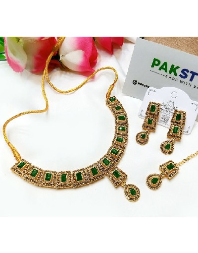 Indian Style Zircon Studded Party Wear Jewellery Set