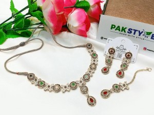 Indian Style Zircon Studded Party Wear Jewellery Set Price in Pakistan