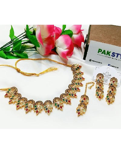 Indian Style Zircon Studded Party Wear Jewellery Set