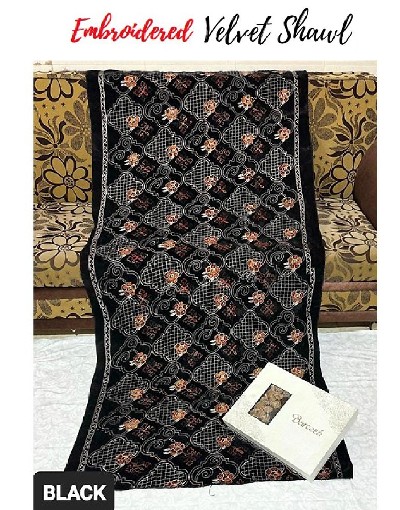 Heavy Embroidered Black Bridal Velvet Shawl Price in Pakistan