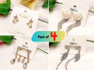 Pack of 4 Fashion Earrings for Girls Price in Pakistan