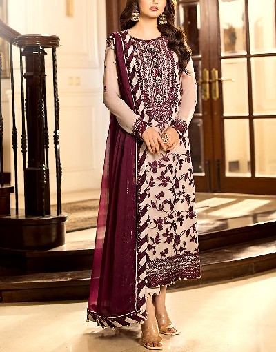 Luxury Embroidered Chiffon Wedding Dress 2023 Price in Pakistan