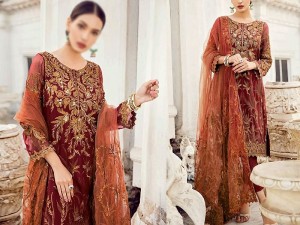 Luxury Heavy Embroidered Chiffon Wedding Dress with Net Dupatta Price in Pakistan