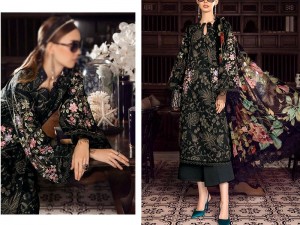 Elegant Embroidered Lawn Suit 2024 with Printed Chiffon Dupatta Price in Pakistan