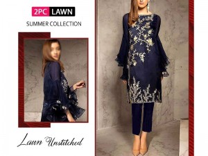 Trendy 2-Piece Embroidered Lawn Dress 2024 Price in Pakistan