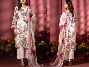Digital All-Over Floral Print Lawn Suit with Lawn Dupatta