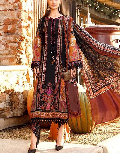 Adorable Embroidered Black Lawn Dress 2024 with Chiffon Dupatta