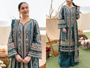 Luxury Heavy Embroidered Lawn Dress 2024 with Emb. Net Dupatta
