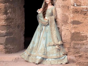 Luxurious Handwork Heavy Embroidered Net Bridal Maxi Dress Price in Pakistan
