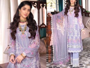 Luxurious Heavy Embroidered Lawn Dress 2024 with Emb. Net Dupatta Price in Pakistan