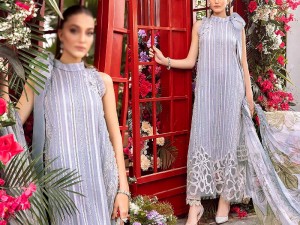 Elegant Embroidered Lawn Dress 2024 with Chiffon Dupatta