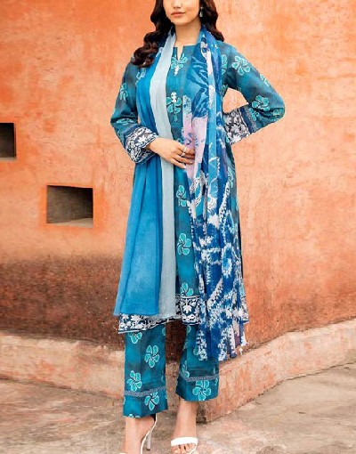 Heavy Embroidered Lawn Dress 2024 with Chiffon Dupatta