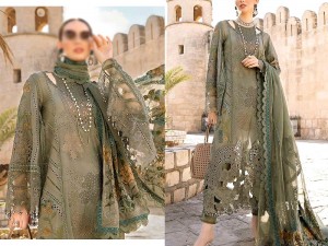 Luxury Heavy Schiffli Embroidered Lawn Dress with Embroidered Net Dupatta