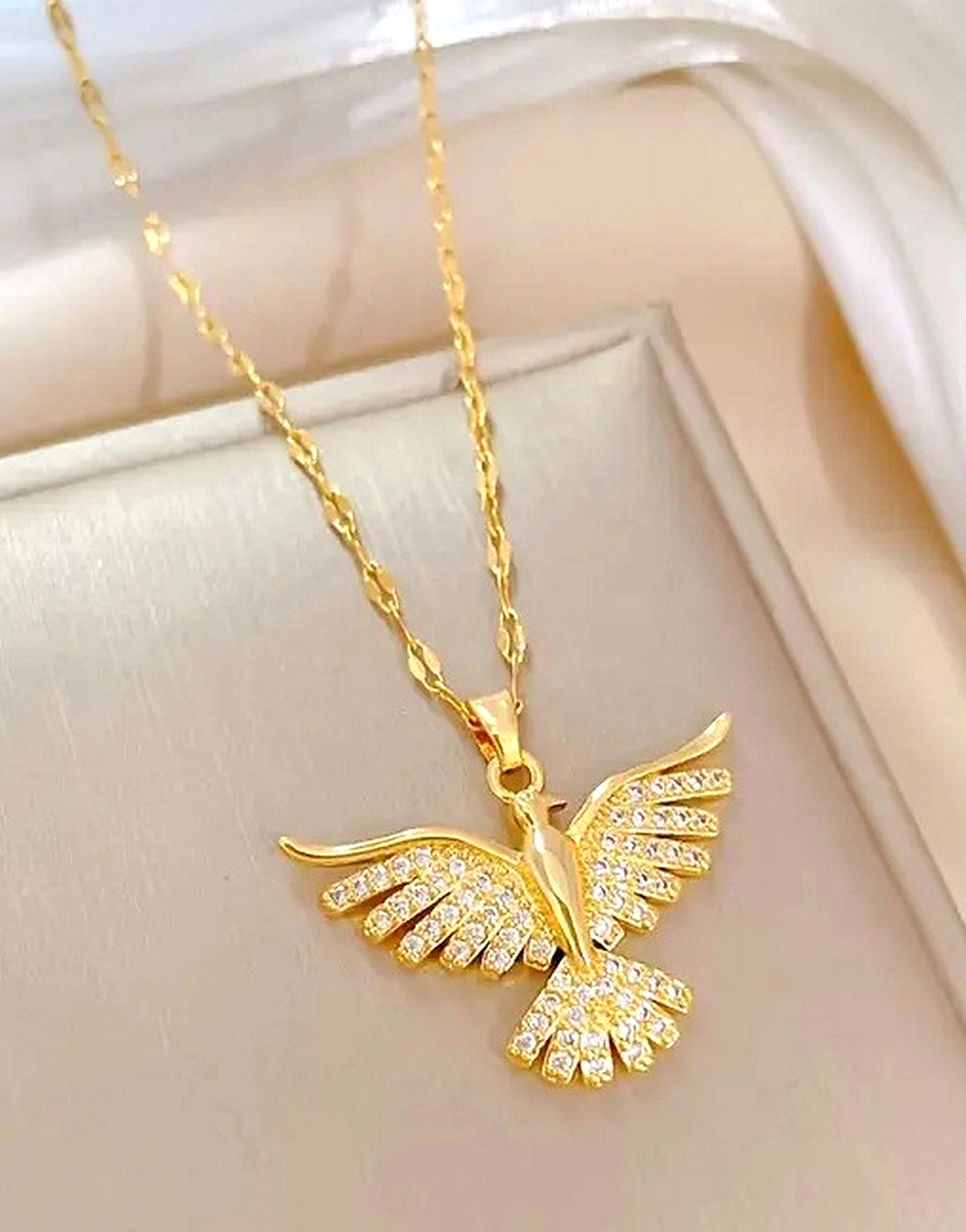Stylish Golden Eagle Shape Cubic Zirconi