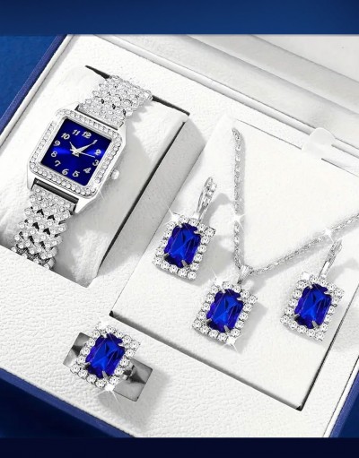 5-Pcs Luxe Women's Royal Blue Dial Watch