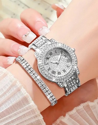 2-Pcs Elegant Women's Round Dial Watch a