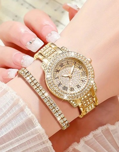 2-Pcs Elegant Women's Round Dial Watch a
