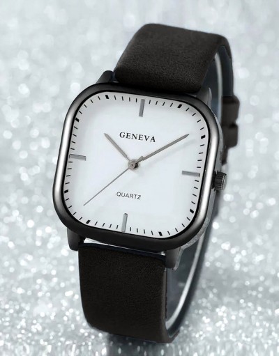 Unisex PU Leather Strap Casual Watch - B